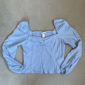 H&M floral balloon sleeve smocked top